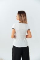 Bisiklet Yaka Siyah Biyeli T-shirt