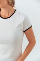 Bisiklet Yaka Siyah Biyeli T-shirt