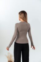 Likralı Parmak Detaylı V Yaka Body