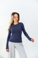 Likralı Bisiklet Yaka Uzun Kollu Body