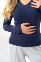 Likralı V Yaka Uzun Kollu Body