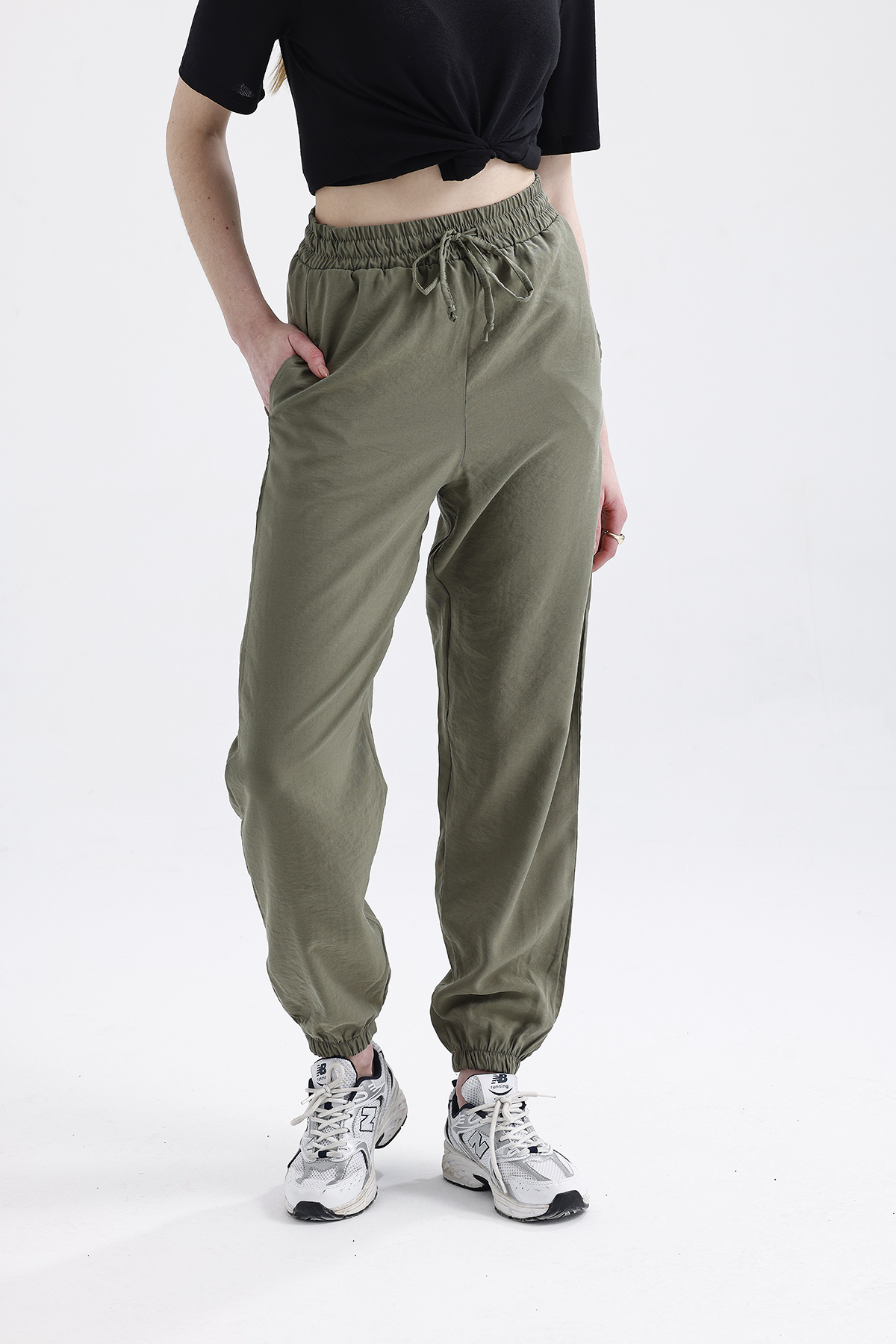 Modal Büzgülü Pantolon 'OLIVE DRAP'
