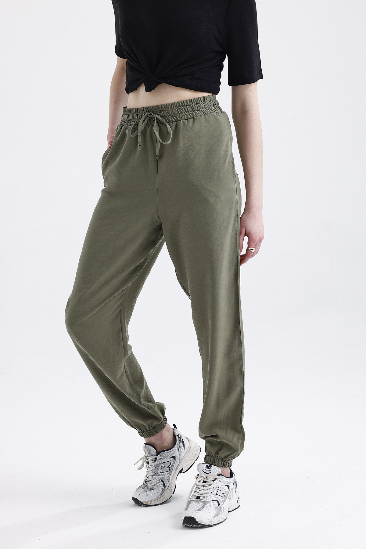 Modal Büzgülü Pantolon 'OLIVE DRAP'