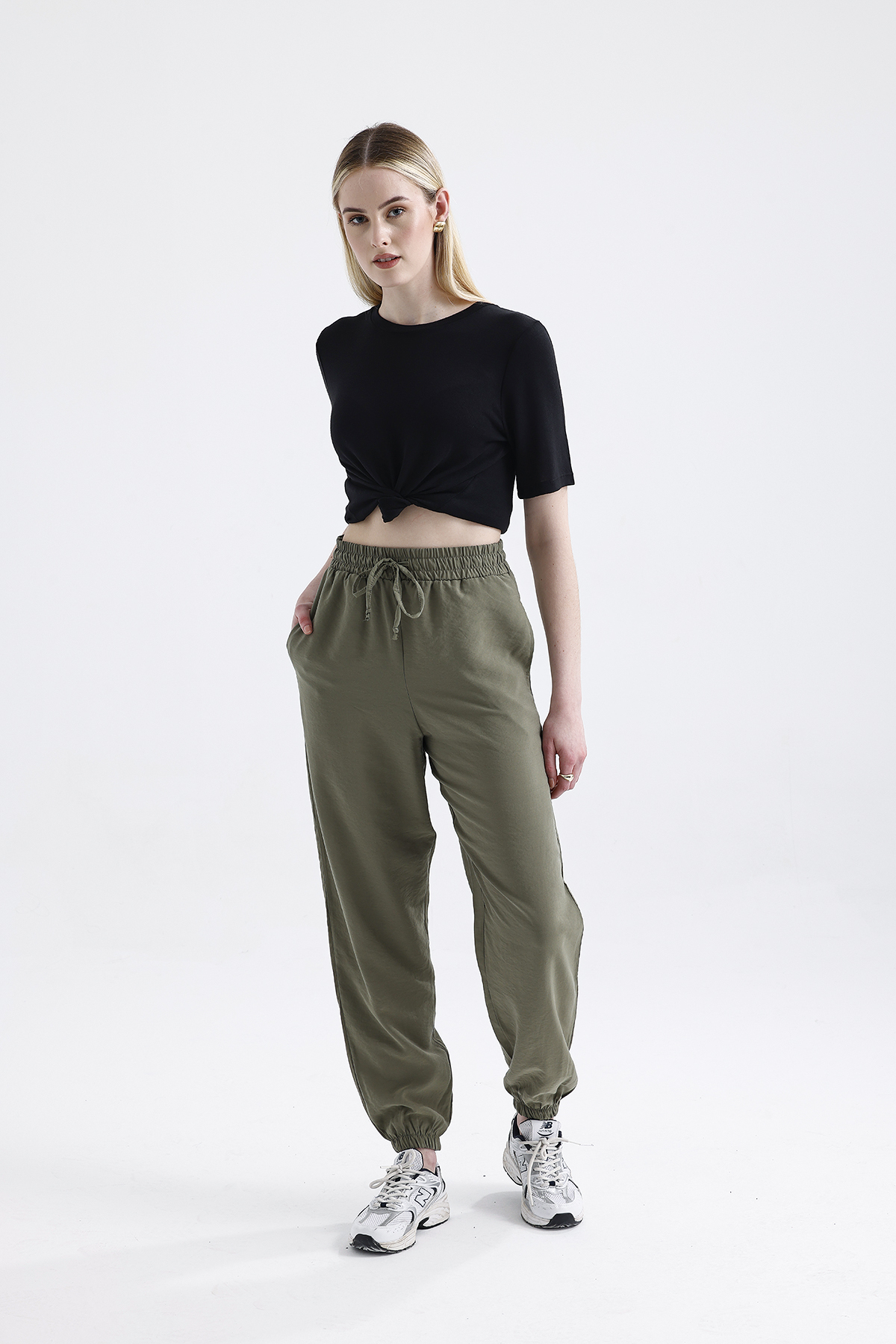 Modal Büzgülü Pantolon 'OLIVE DRAP'