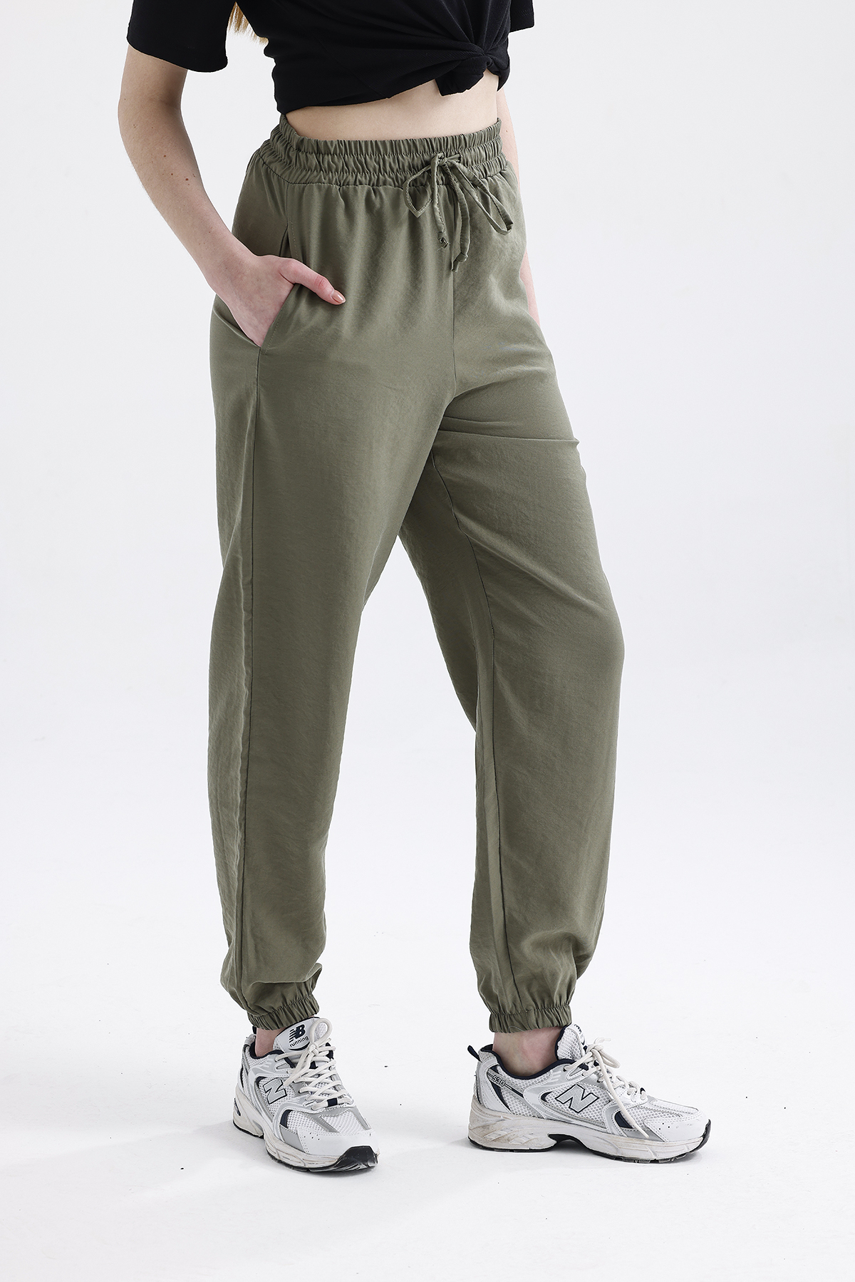 Modal Büzgülü Pantolon 'OLIVE DRAP'