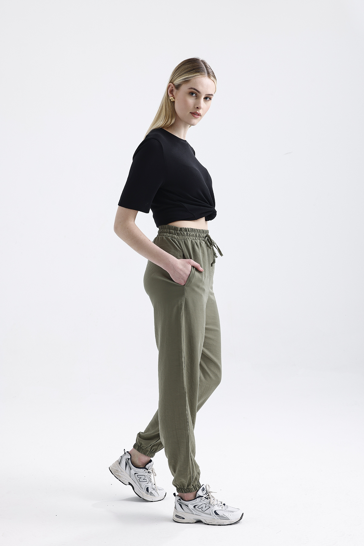 Modal Büzgülü Pantolon 'OLIVE DRAP'
