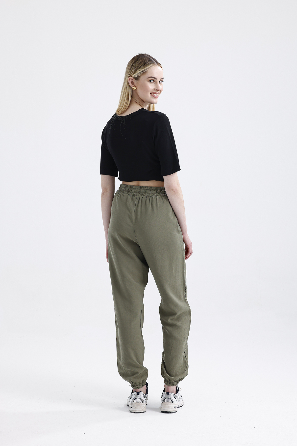 Modal Büzgülü Pantolon 'OLIVE DRAP'