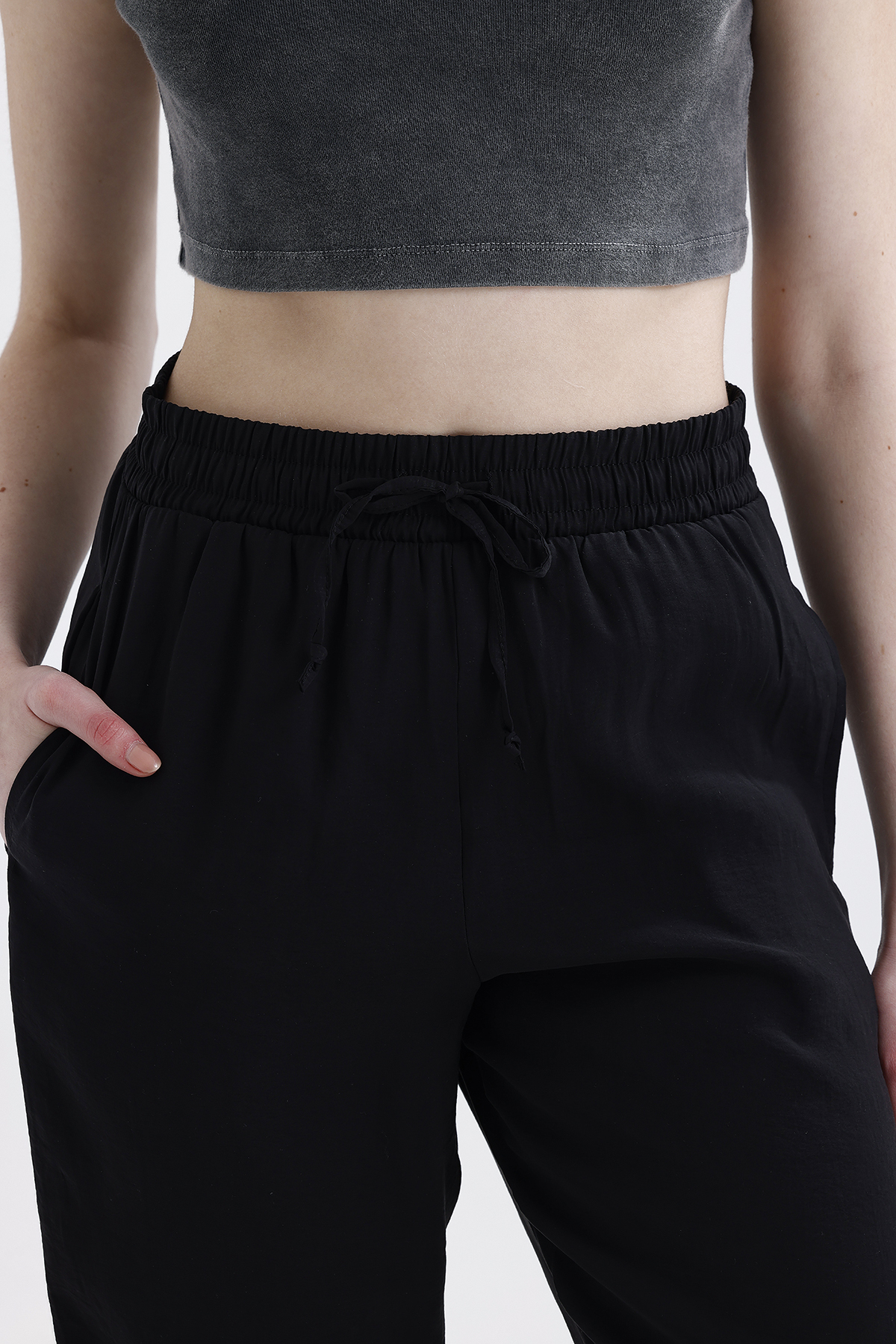 Modal Büzgülü Pantolon 'BLACK'