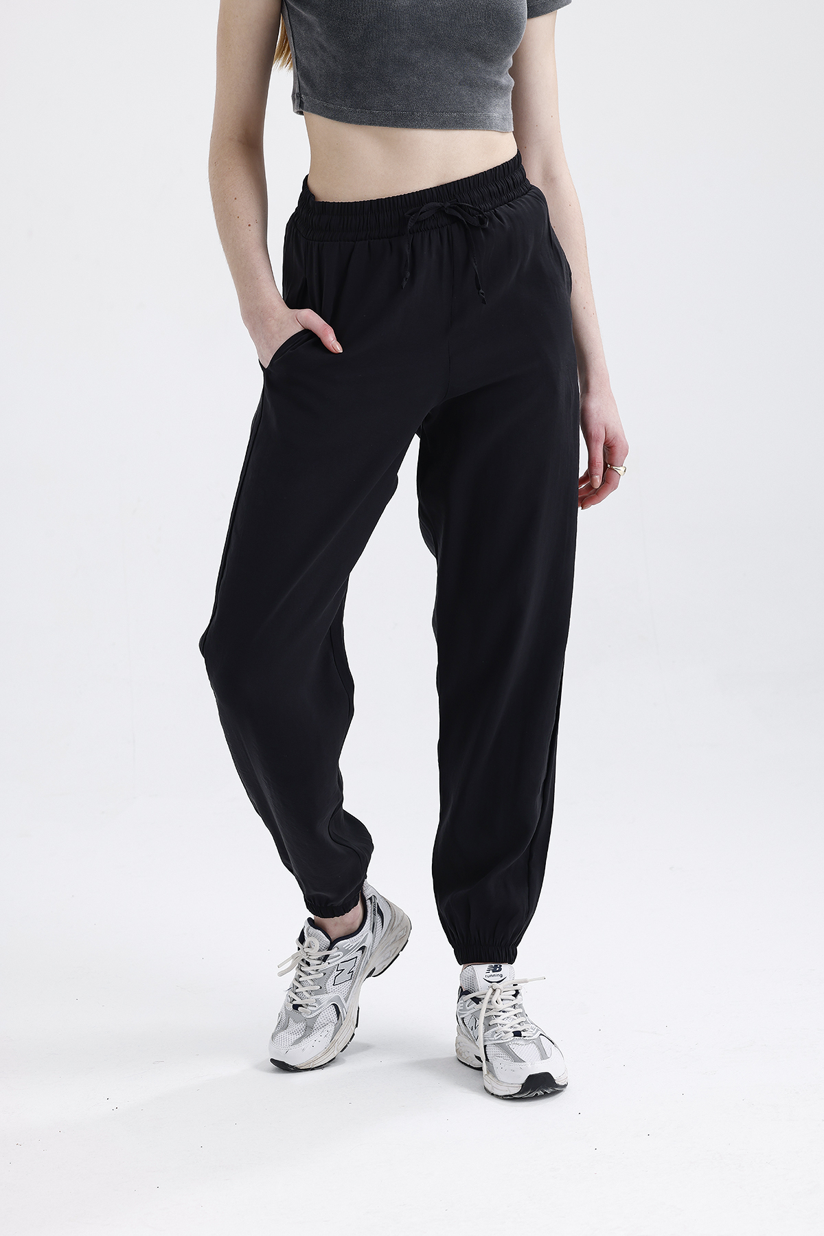 Modal Büzgülü Pantolon 'BLACK'
