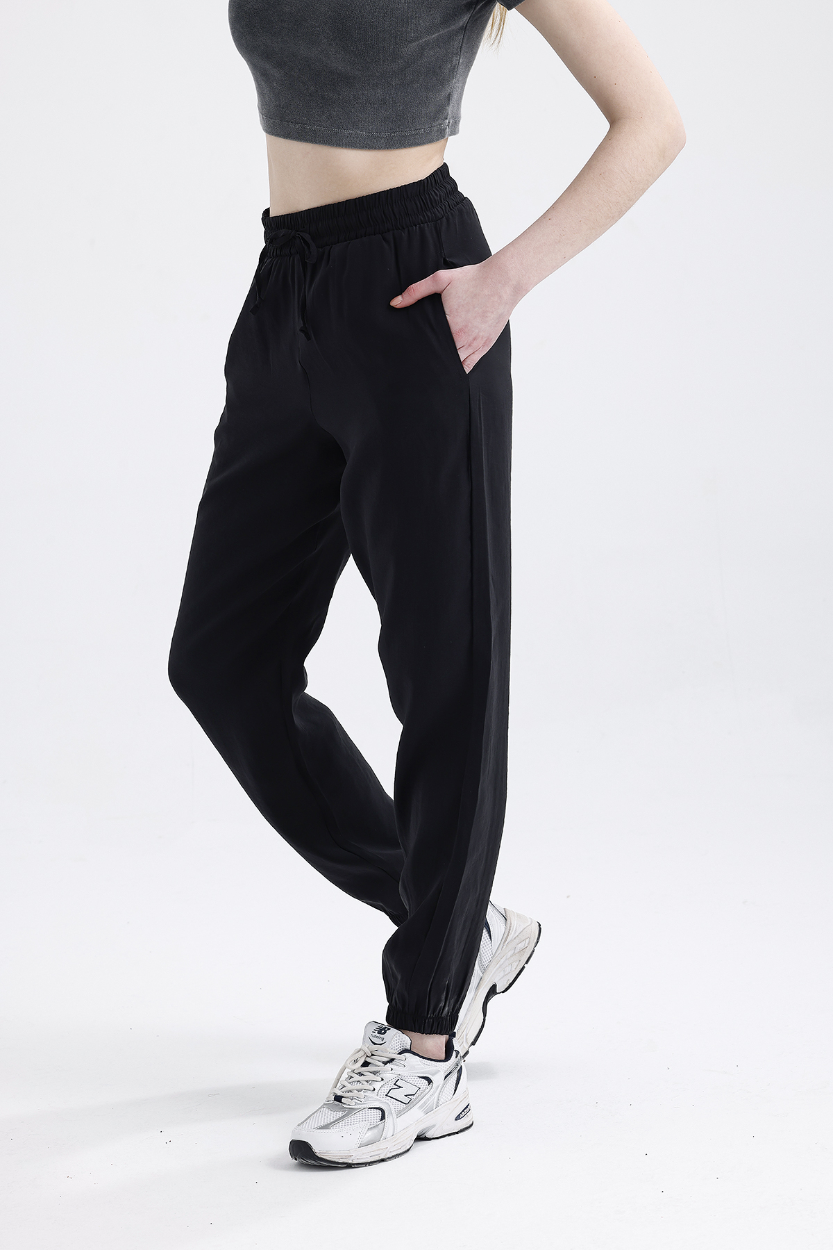 Modal Büzgülü Pantolon 'BLACK'