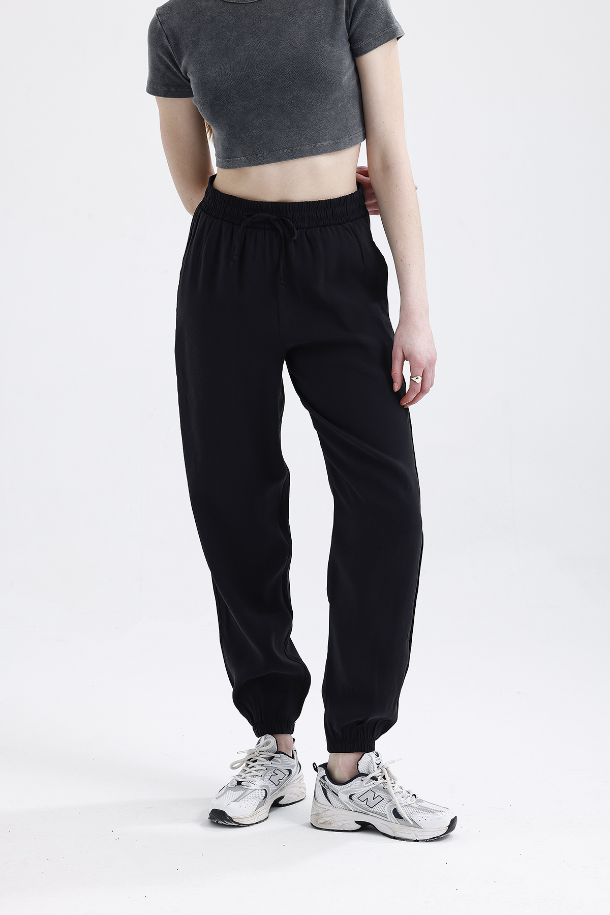 Modal Büzgülü Pantolon 'BLACK'