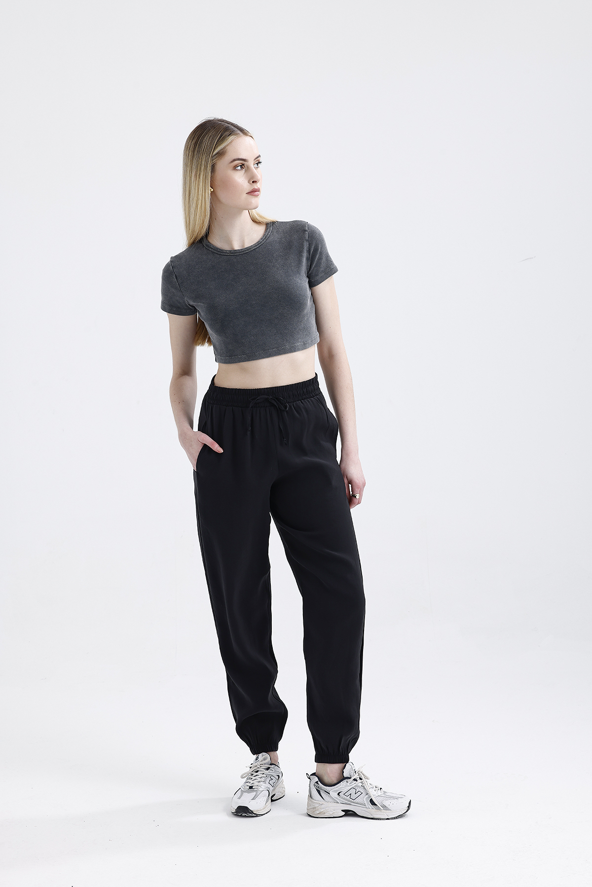 Modal Büzgülü Pantolon 'BLACK'