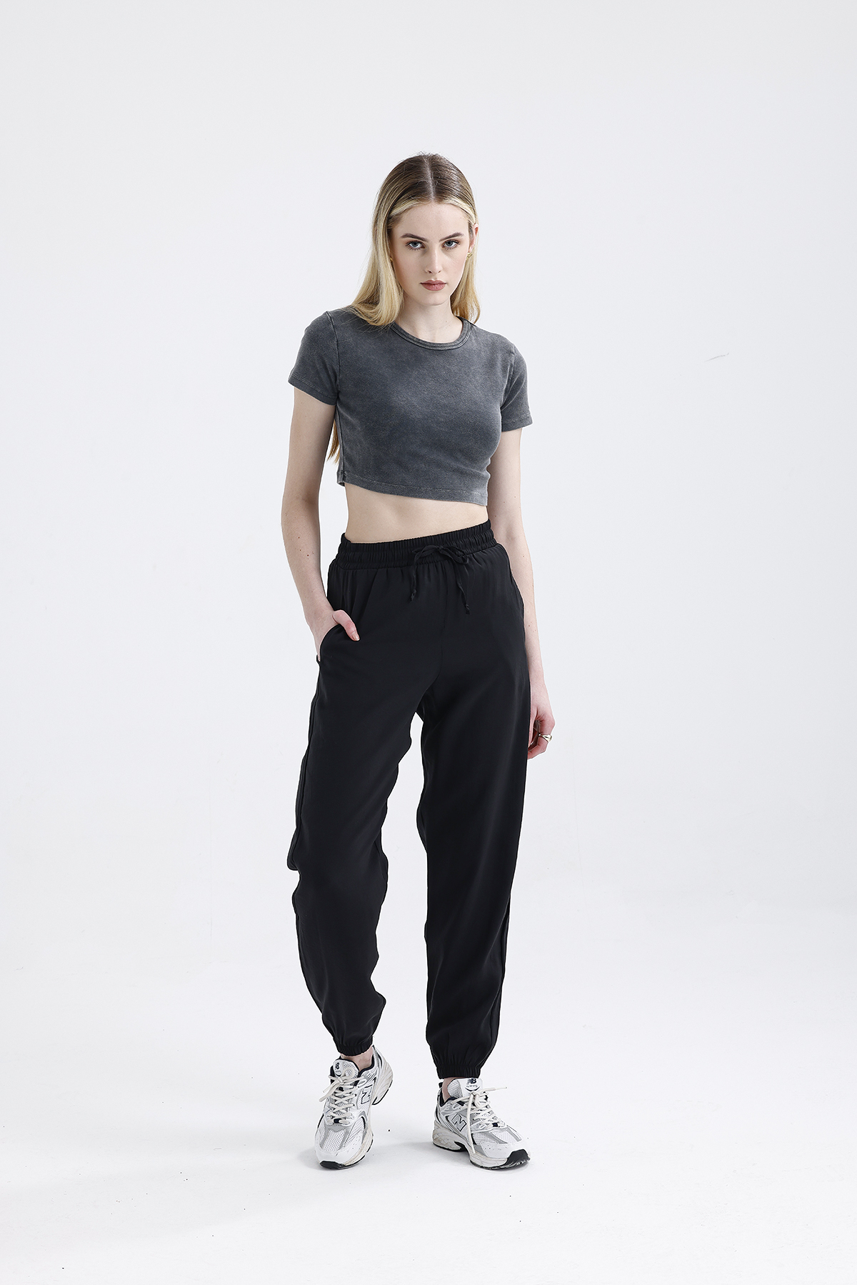 Modal Büzgülü Pantolon 'BLACK'
