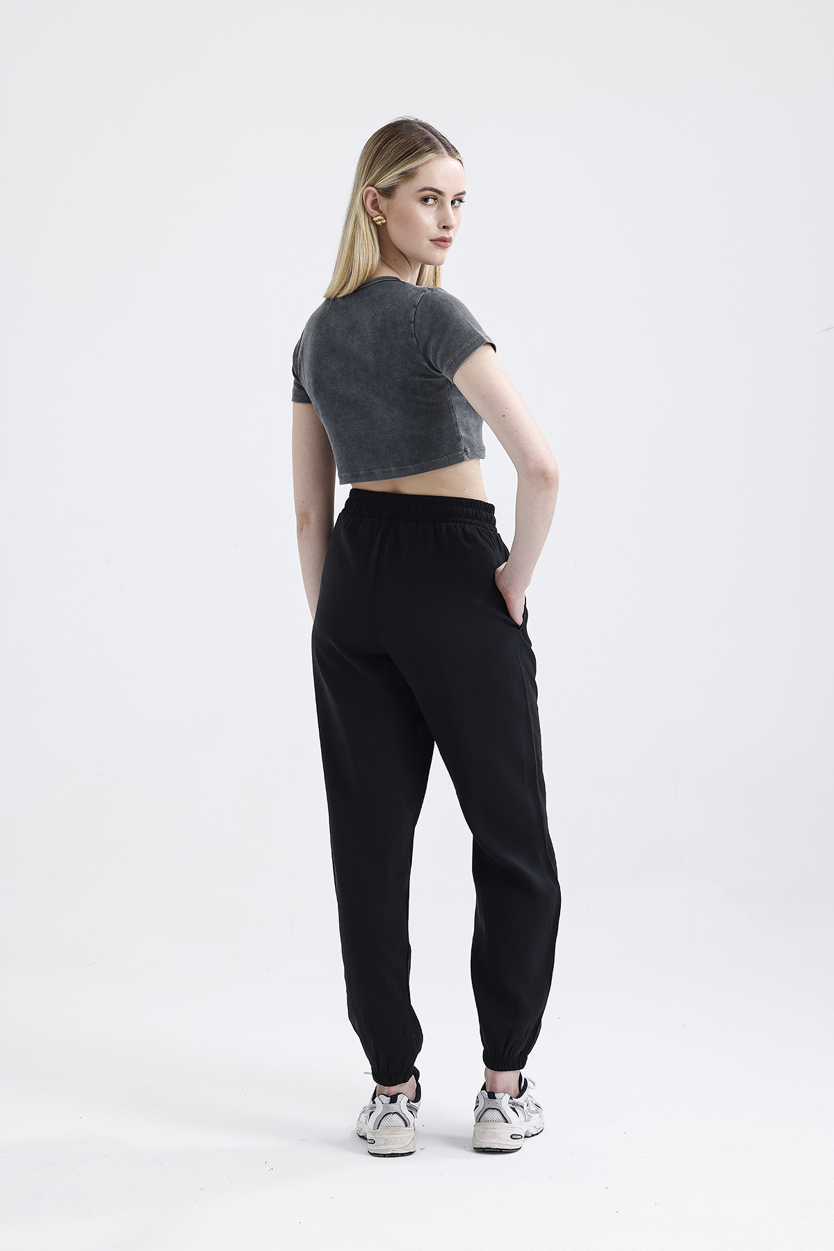 Modal Büzgülü Pantolon 'BLACK'