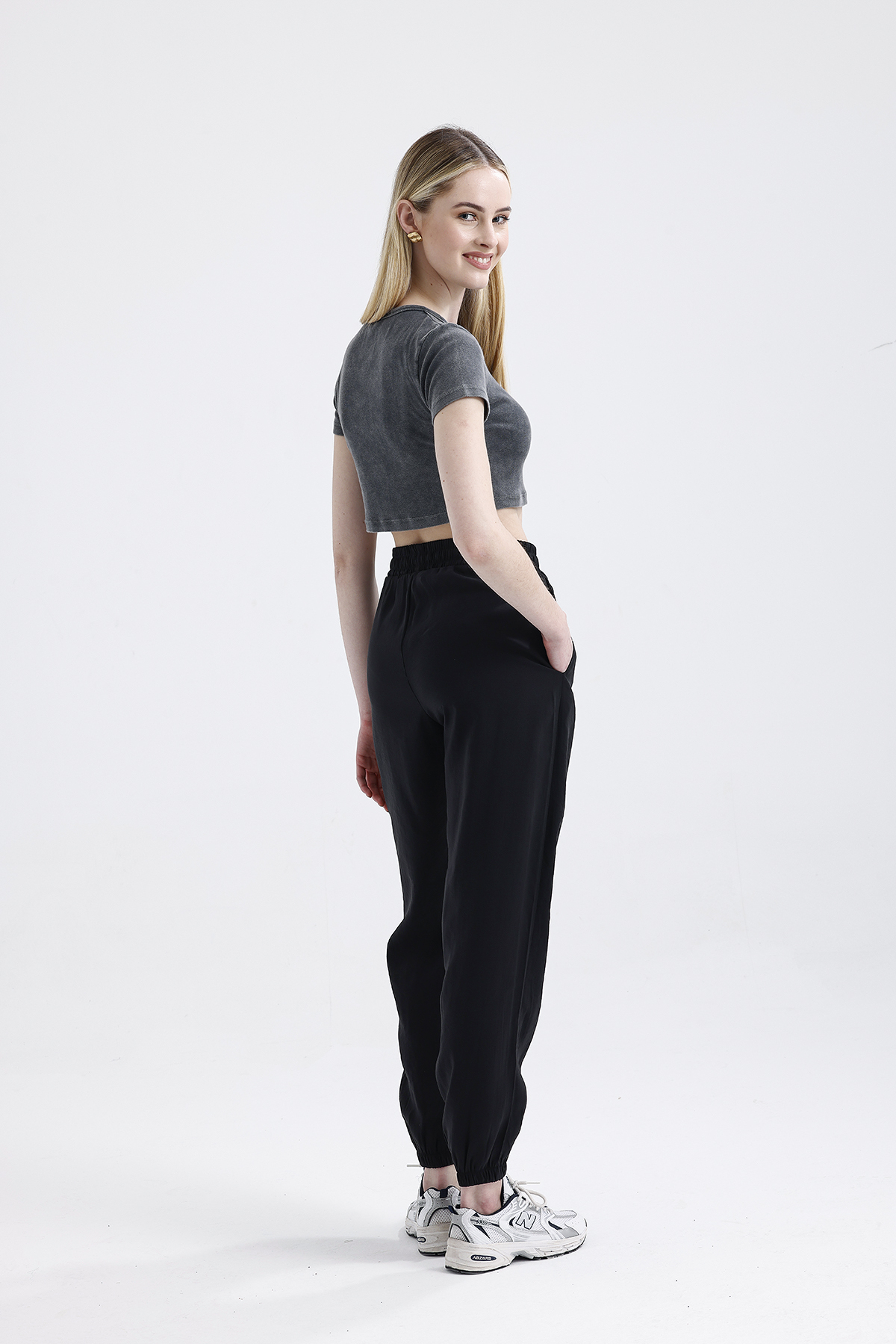 Modal Büzgülü Pantolon 'BLACK'
